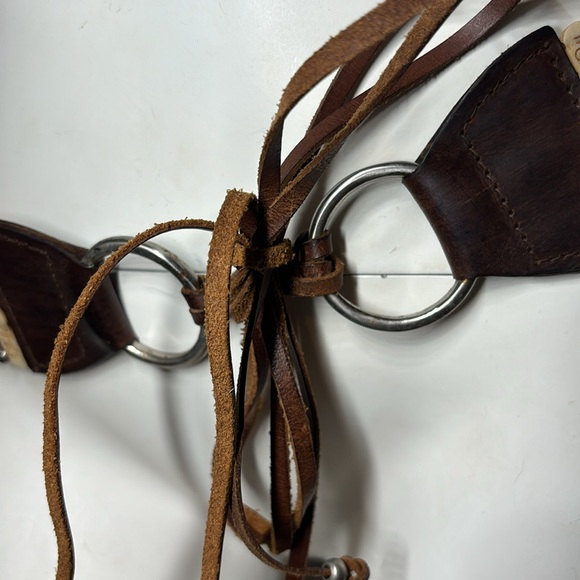 Leather Vintage Beaded Ivory Boho Belt - Picture 16 of 17